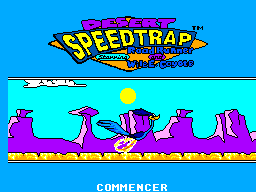 Desert Speedtrap Starring Road Runner and Wile E Coyote title screen for Sega Master System
